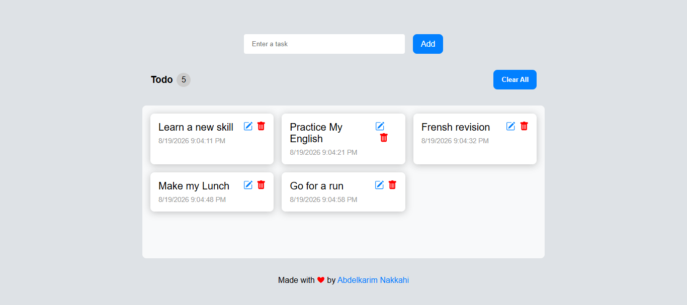 Todo App built by Abdelkarim Nakkahi